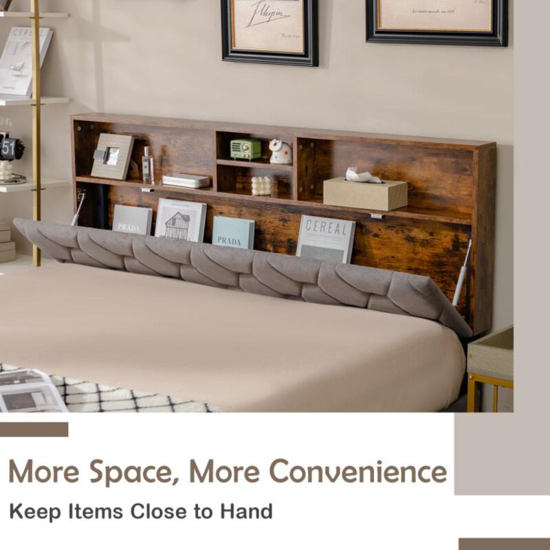 Hivvago Upholstered Bed Frame with Storage Headboard