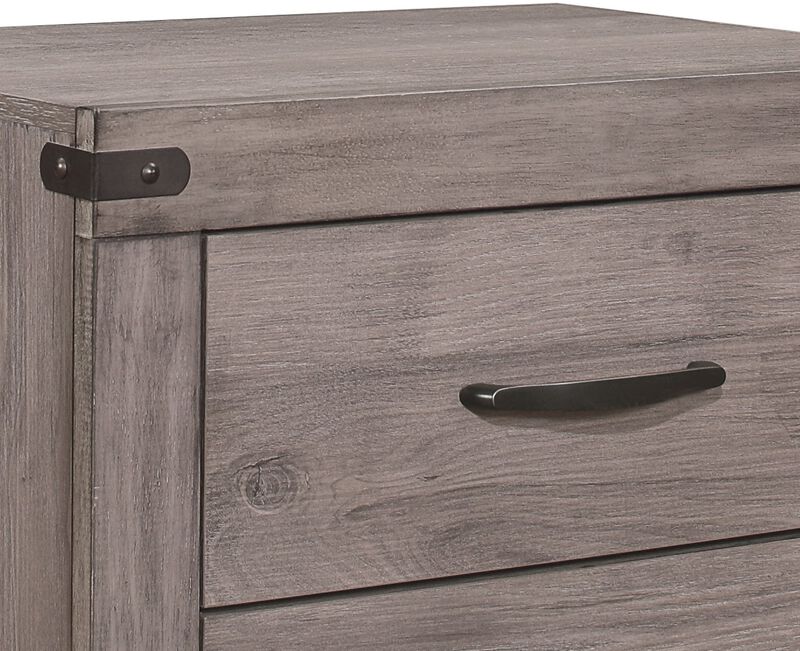 Streamdale Modern Nightstand with 2 Drawers, Brownish Gray Finish