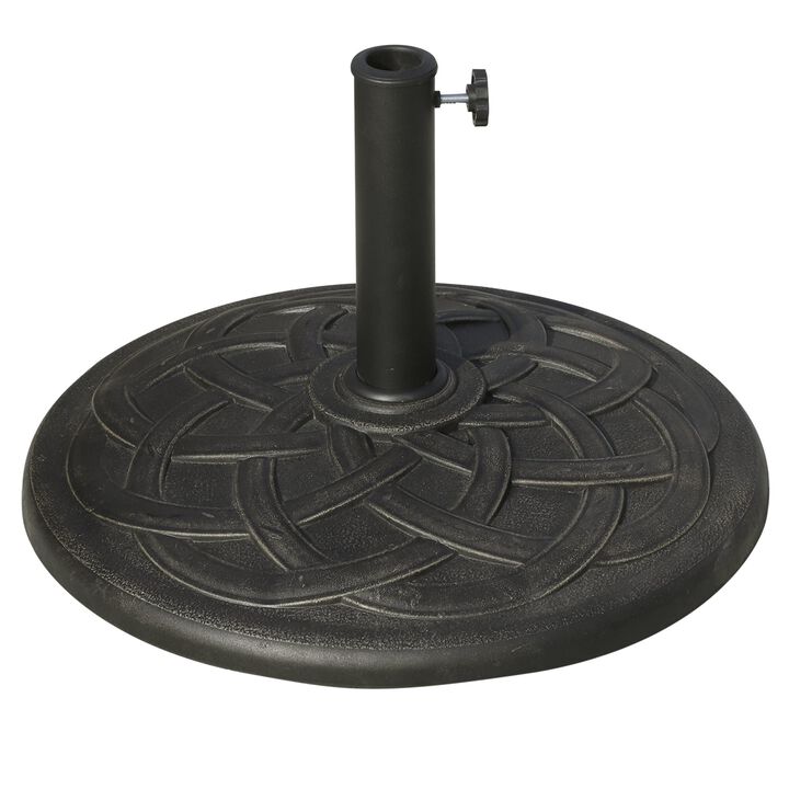 Ornate Parasol Anchor: 22" Round 42lb Bronze Resin Base for Garden Umbrellas
