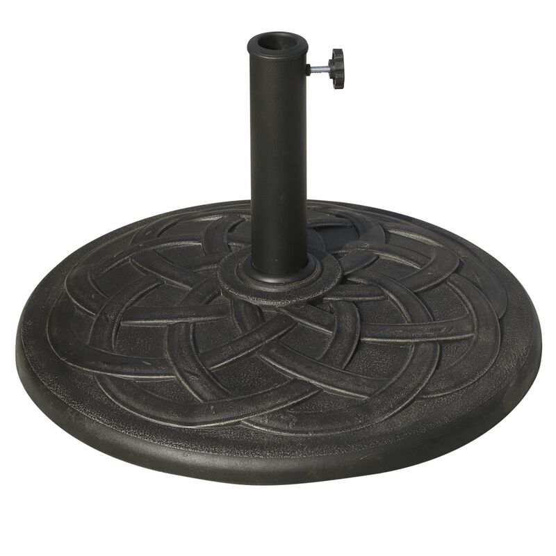 Ornate Parasol Anchor: 22" Round 42lb Bronze Resin Base for Garden Umbrellas