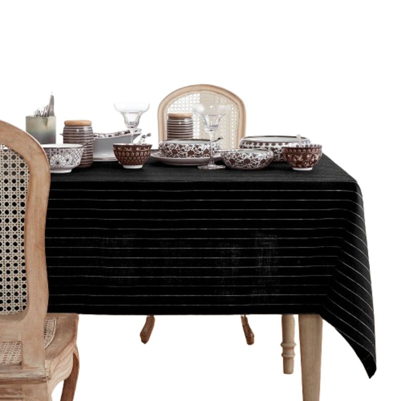 Solino Home 100% Pure Linen Tablecloth | Pinstripe
