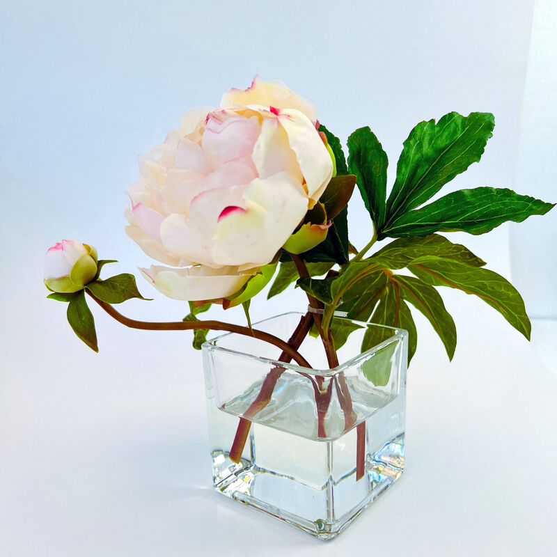 Peony Flower Arrangement in Glass Vase