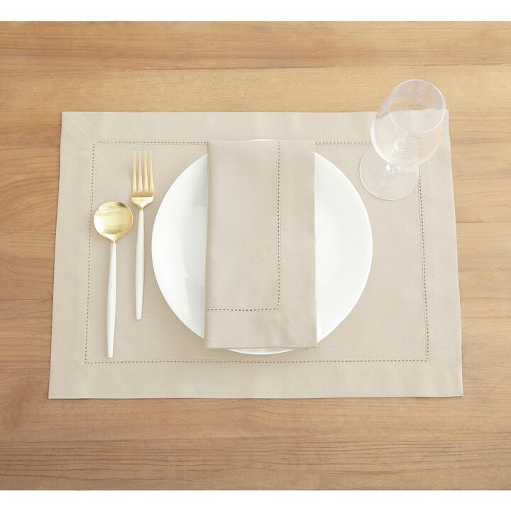 Solino Home Cotton Linen Hemstitch Dinner Napkins 20 x 20 Inch Set of 4
