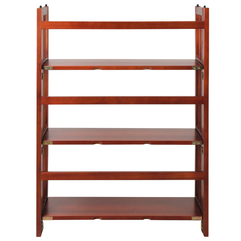 Casual Home 3-Shelf Folding Stackable Bookcase (27.5" Wide)-Mahagony