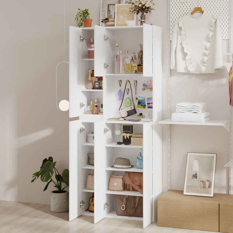 FUFU&GAGA Modern Wardrobe – E0 MDF Construction with White Laminate Finish , (29.6" L x 10.1" W x 70.9" H), White