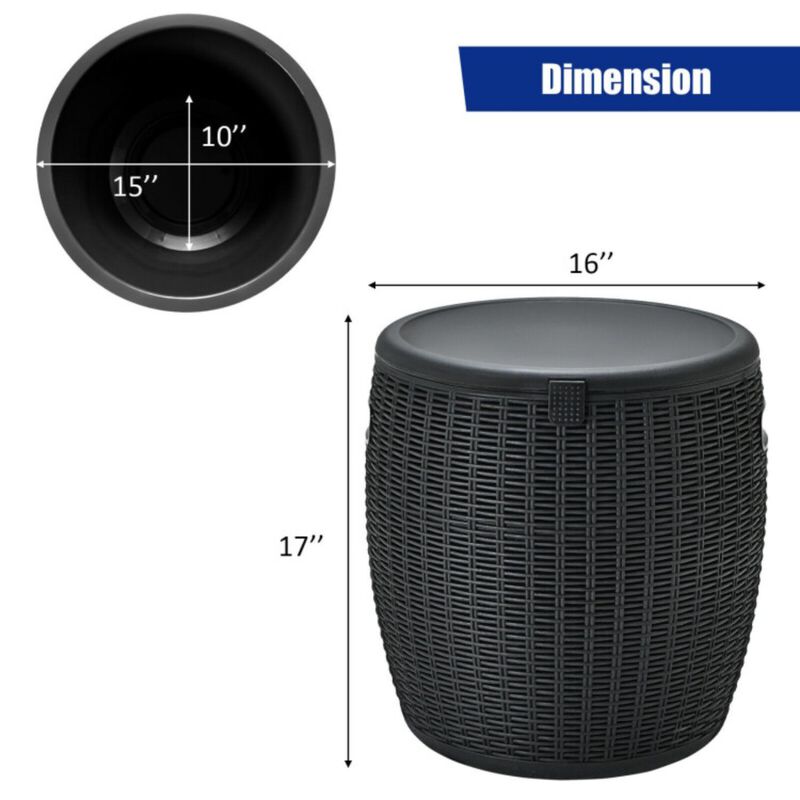 Hivvago 4-in-1 Patio Rattan Cool Bar Cocktail Table Side Table