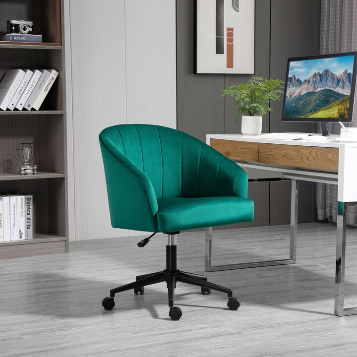 Retro Office Swivel: Fabric Chair with Adjustable Height and Wheels