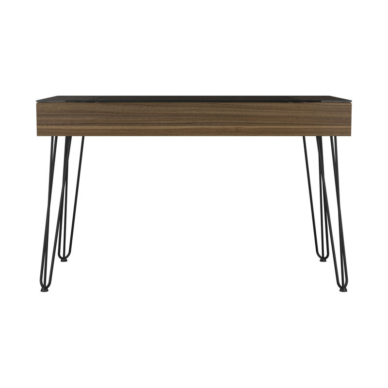 DEPOT E-SHOP Arizona 120 Drawer Desk, Four Legs, One Drawer, Mahogany