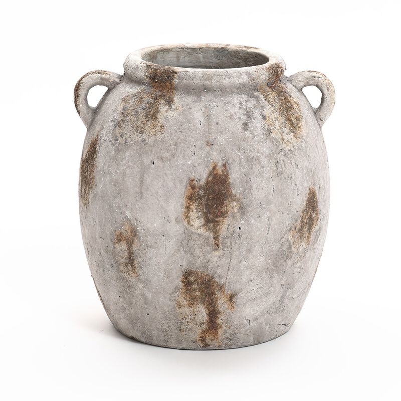 LuxenHome Mottled Brown and White Terracotta 11.8-Inch Tall Indoor and Outdoor Jug Vase with Handles
