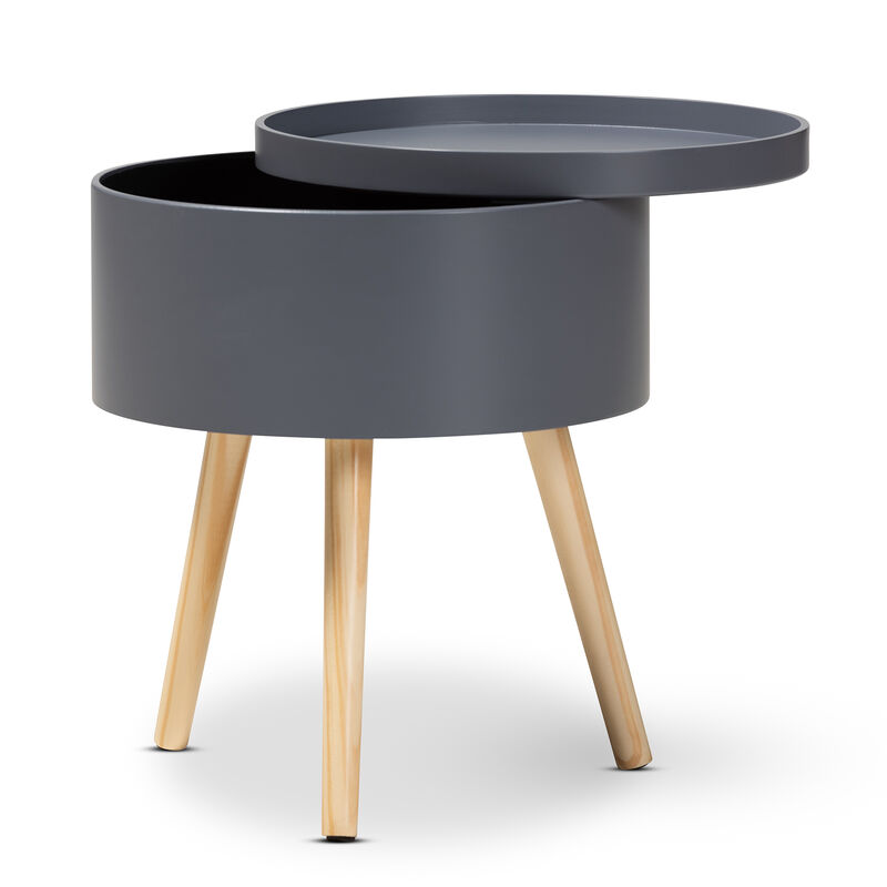Baxton Studio Jessen Mid Century Modern Gray Wood End Table with Removable Top