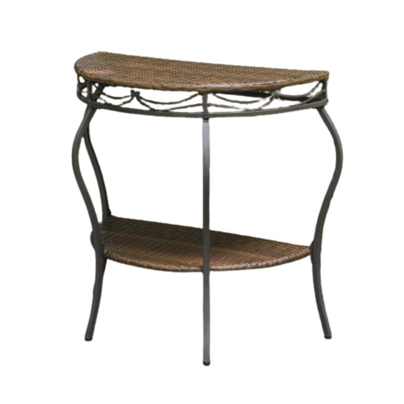 Valencia Resin Wicker/Steel Two Tier Half Moon Wall Table