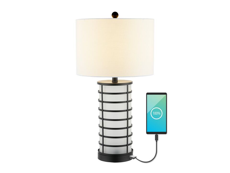 Jayce Modern Industrial Iron Nightlight LED Table Lamp with USB Charging Port
