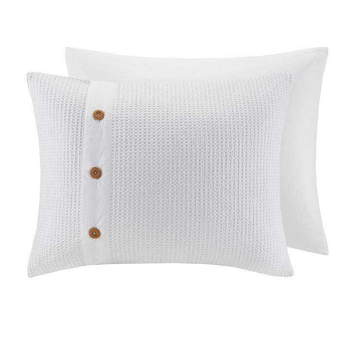 Gracie Mills Lucius 3-Piece Waffle Texture Woven Cotton Comforter Set