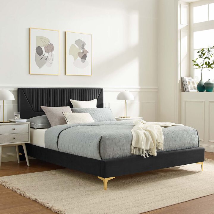 Modway - Yasmine Channel Tufted Performance Velvet Queen Platform Bed