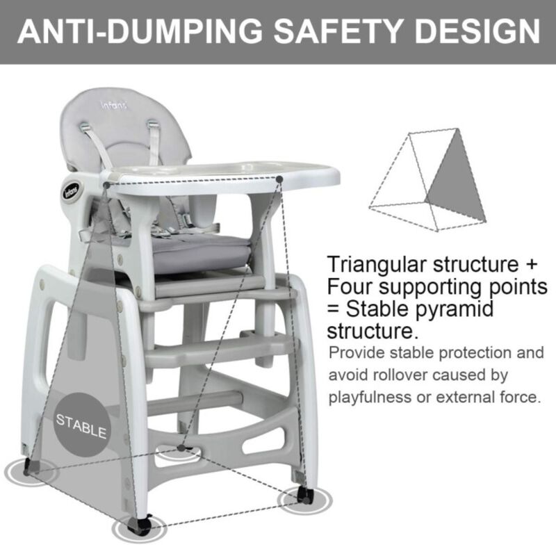Hivvago 3-in-1 Baby High Chair with Lockable Universal Wheels