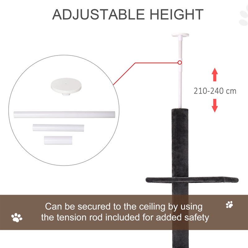 Grey Cat Palace: Adjustable 82.75"-94.5" Floor to Ceiling Activity Tree