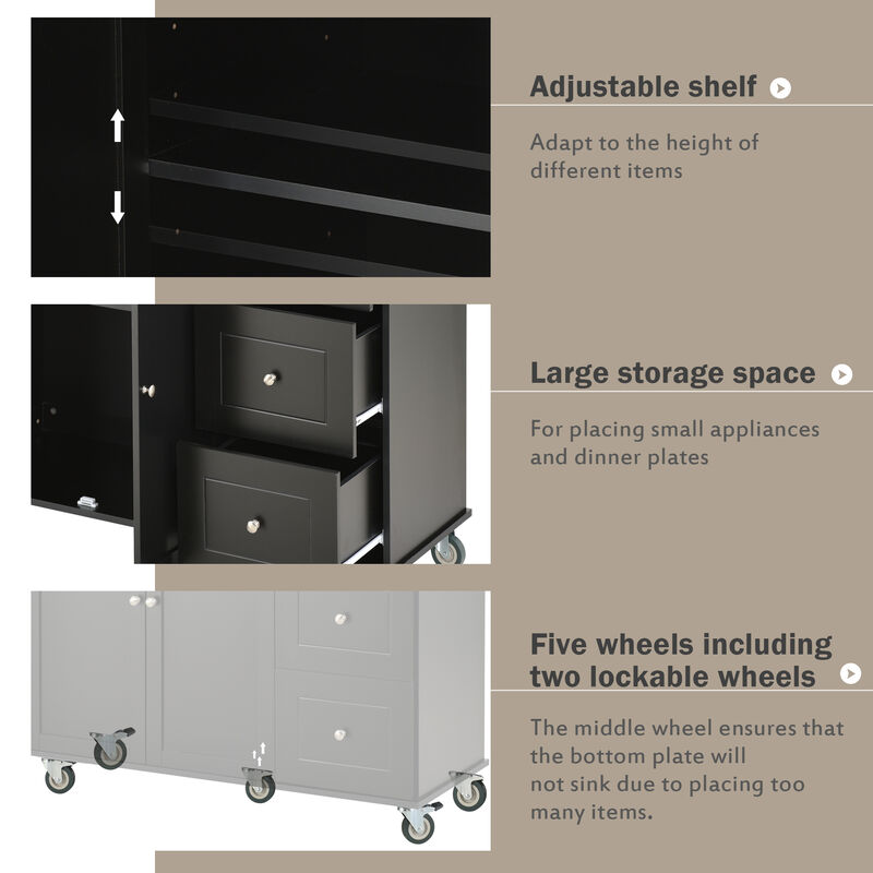 Streamdale Mobile Kitchen Island w/ Wood Top & Wheels