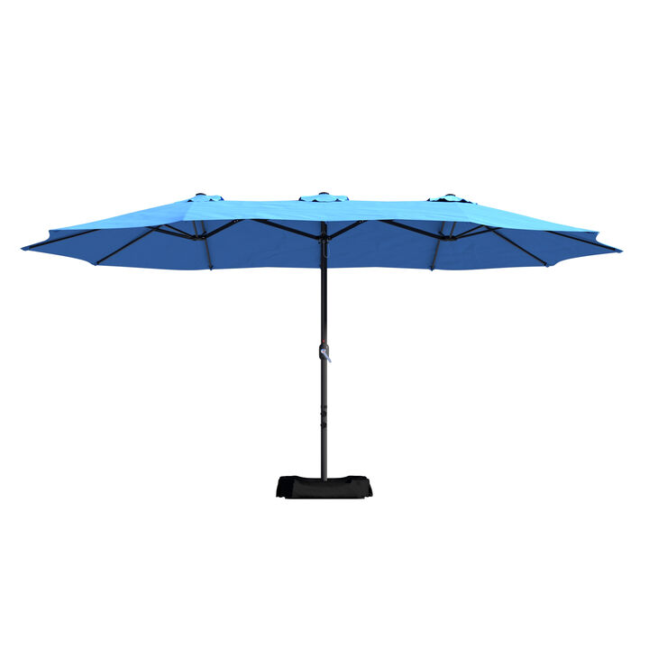 MONDAWE 15ft Rectangular Double-Sided Outdoor Patio Market Umbrella Coffee