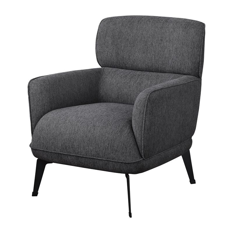 Dup 34 Inch Accent Chair, Cushioned Seat, Rounded Track Arms, Muted Gray - Benzara