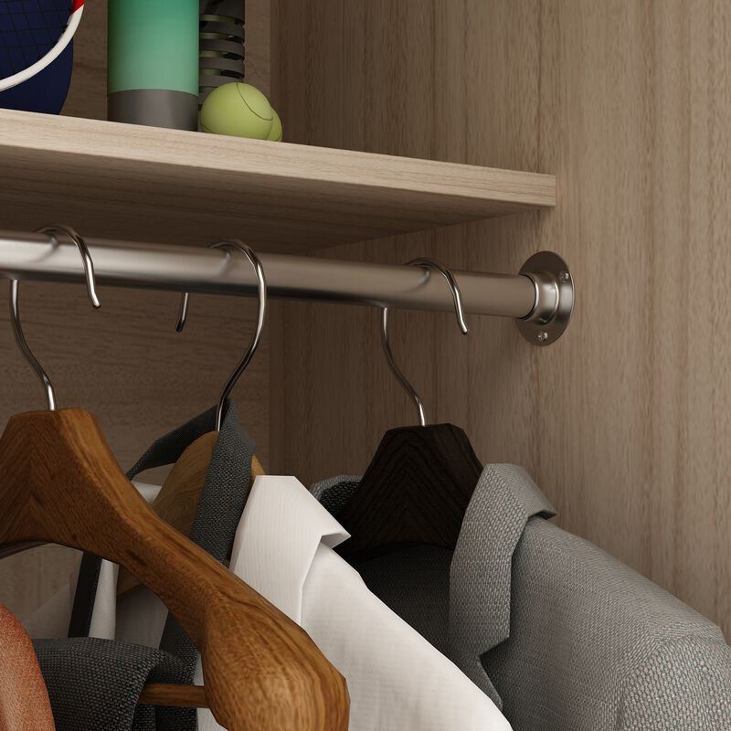 FUFU&GAGA Modern Wardrobe Armoire  with Adjustable Shelves and Spacious Drawers,(63" W x 19.7" D x 74.8"H),Brown