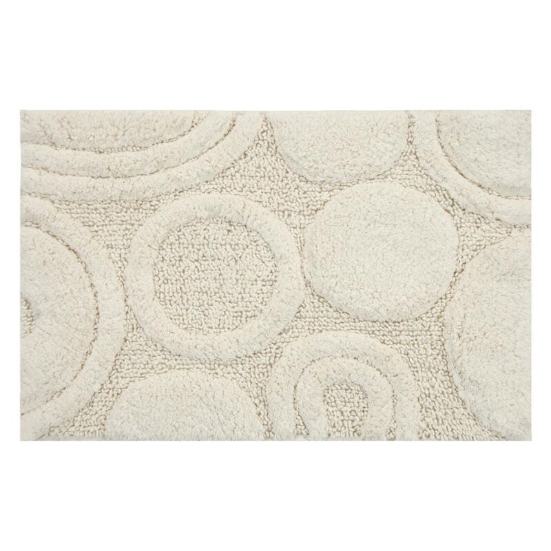 Knightsbridge Orbit Bath Rug Cotton Non Skid Back - 21x34", Ivory