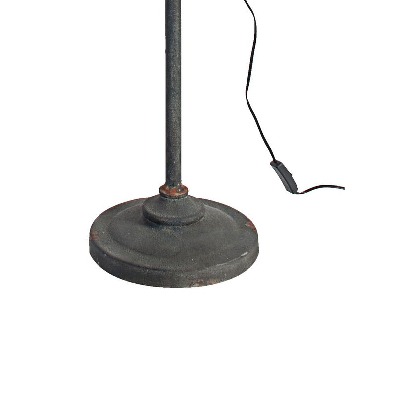 67 Inch Iron Floor Lamp, Adjustable Length Arm, Industrial Antique Black-Benzara