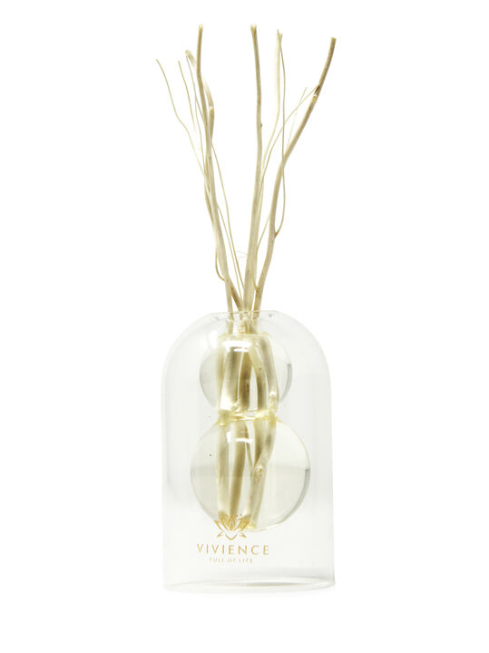 Clear Reed Diffuser With White Circular Inlay, "Lily Of The Valley" Scent
