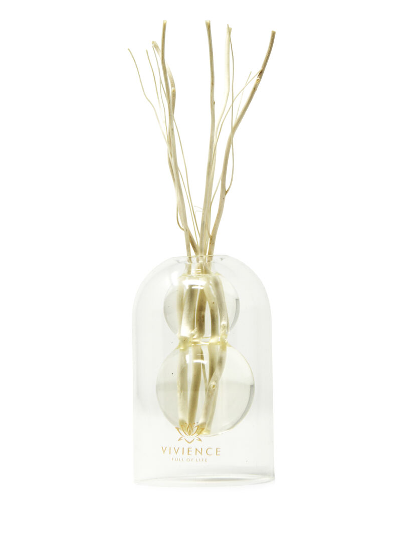 Clear Reed Diffuser With White Circular Inlay, "Lily Of The Valley" Scent