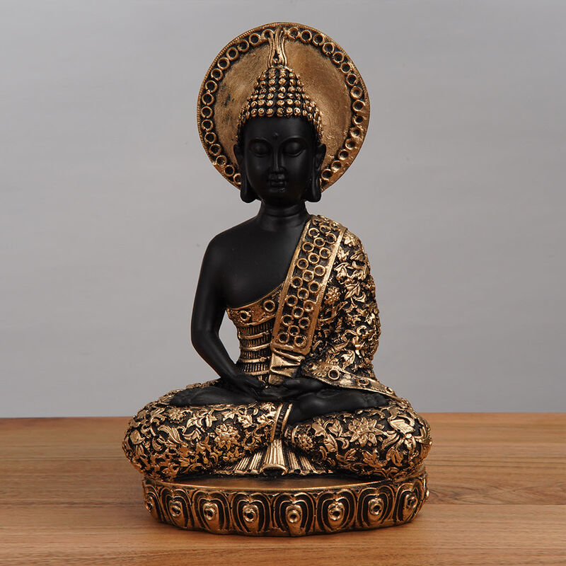 Handmade Eco-Friendly Vintage Resin Black Gold Sculpture 11"x7"x4.5" From BBH Homes