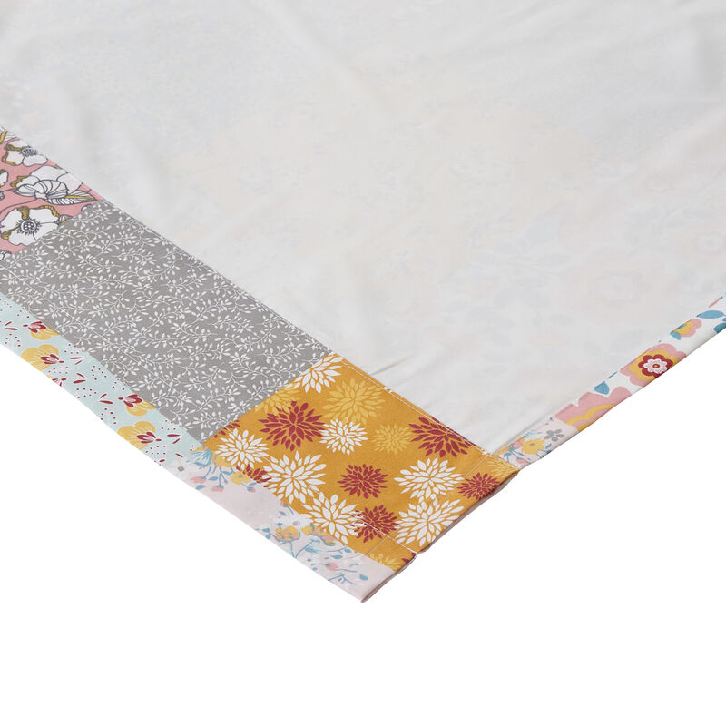Turin 84 Inch Window Curtains, Brushed Microfiber, Multicolor Patchwork - Benzara