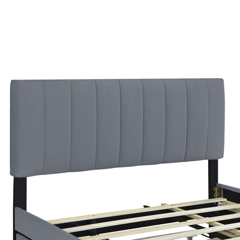 Merax Velvet Platform Bed Frame with  Drawers and Trundle