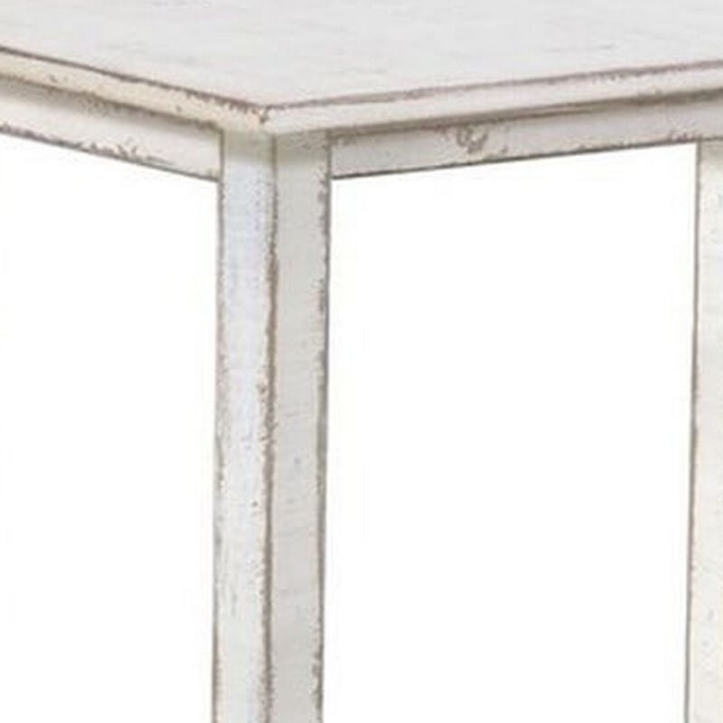 Rena Counter Table, 48 Inch Rectangular White Sand Mahogany Wood - Benzara