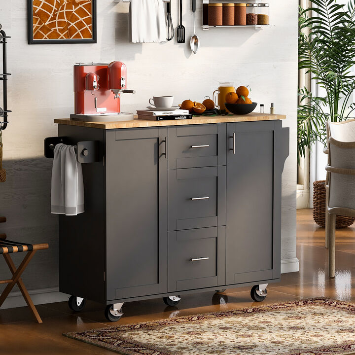 Streamdale Rolling Kitchen Island with Storage and Spice Rack