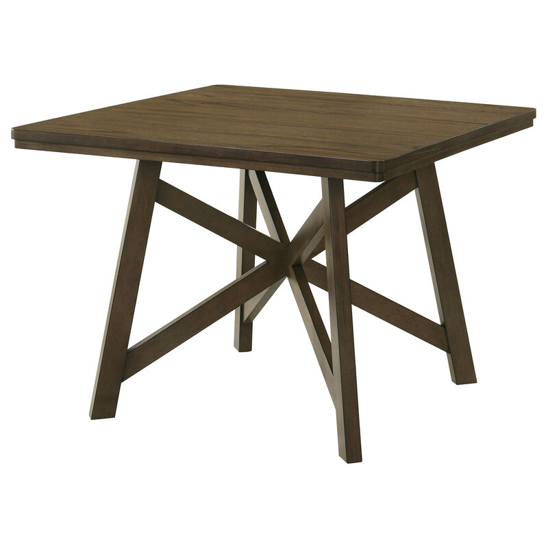 Kana Counter Height Dining Table, Brown Wood, Square 47 Inch Top - Benzara