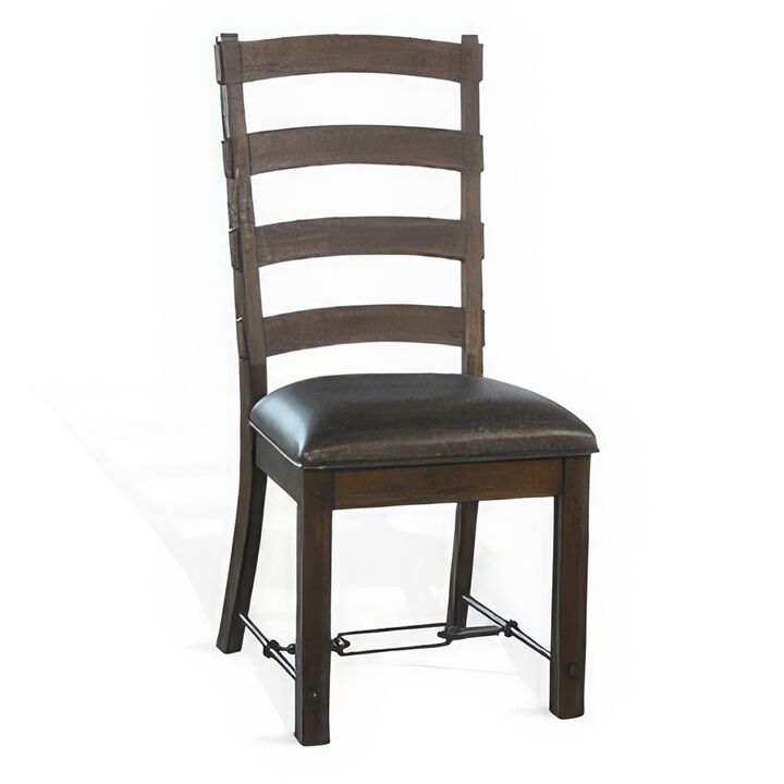 Flint Dining Side Chair Set of 2, Fabric, Dark Brown Mahogany, 19 Inch - Benzara