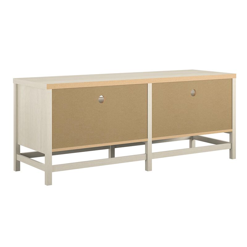 Lennon TV Stand for TVs up to 60", Ivory Oak and Faux Rattan