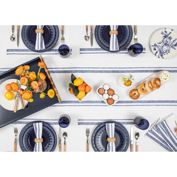 Solino Home 100% Pure Linen Table Runner | French Stripe