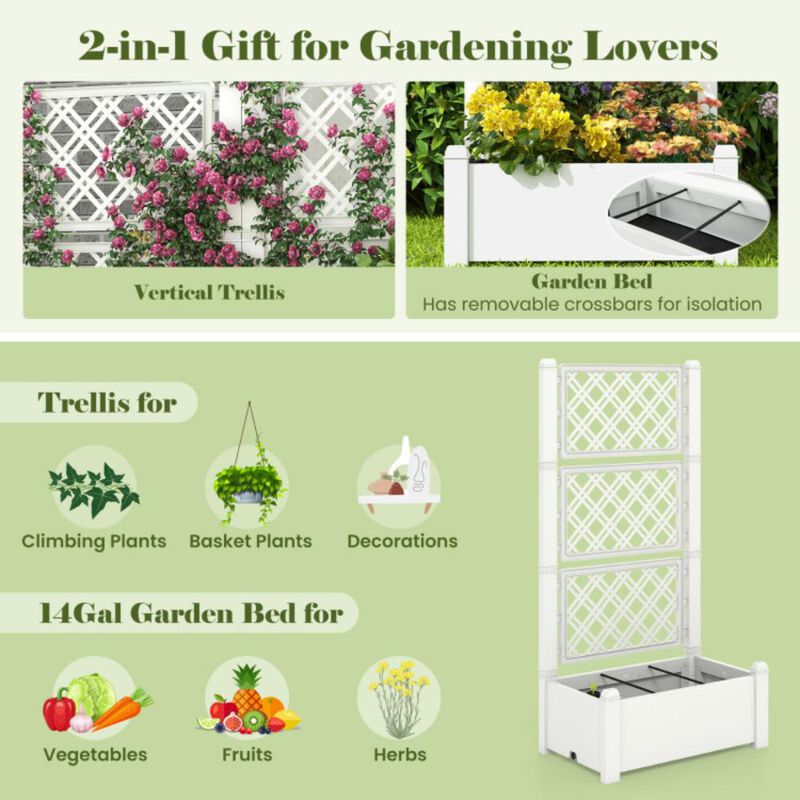 Hivvago Outdoor Planter Box Self-Watering Raised Garden Bed Trellis with Water Level Indicator