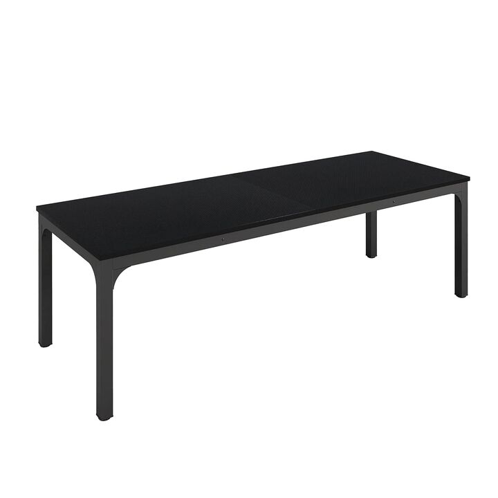 Lar Conference Table, 79 Inch Black Rectangular MDF Top, Metal Legs - Benzara