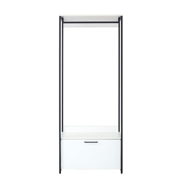 FC Design Klair Living Wood and Metal Walk-in Closet with One Drawer