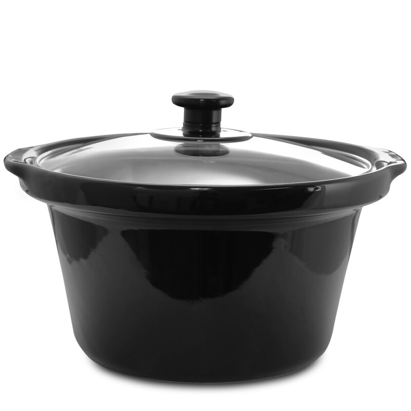 MegaChef Triple 2.5 Quart Slow Cooker and Buffet Server in Brushed Silver and Black Finish with 3 Ceramic Cooking Pots and Removable Lid Rests