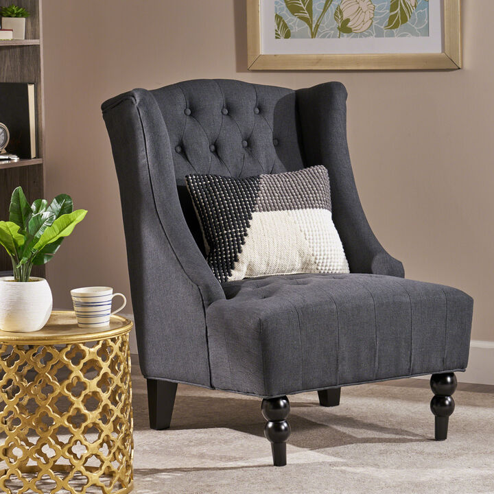 Luxurious Diamond-Tufted Wingback Club Chair for Refined Comfort