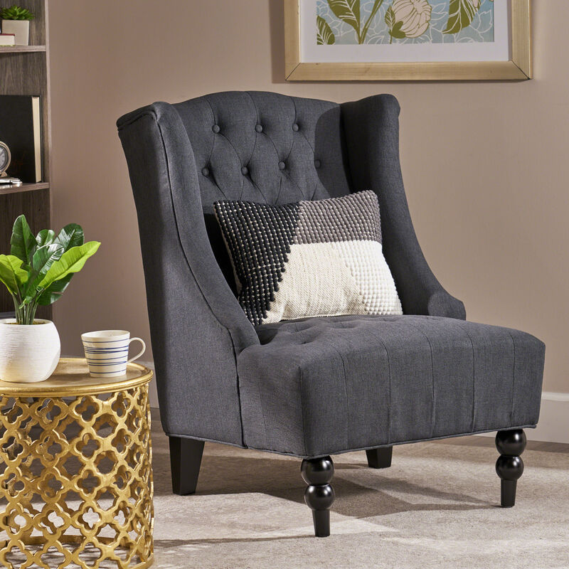 Luxurious Diamond-Tufted Wingback Club Chair for Refined Comfort