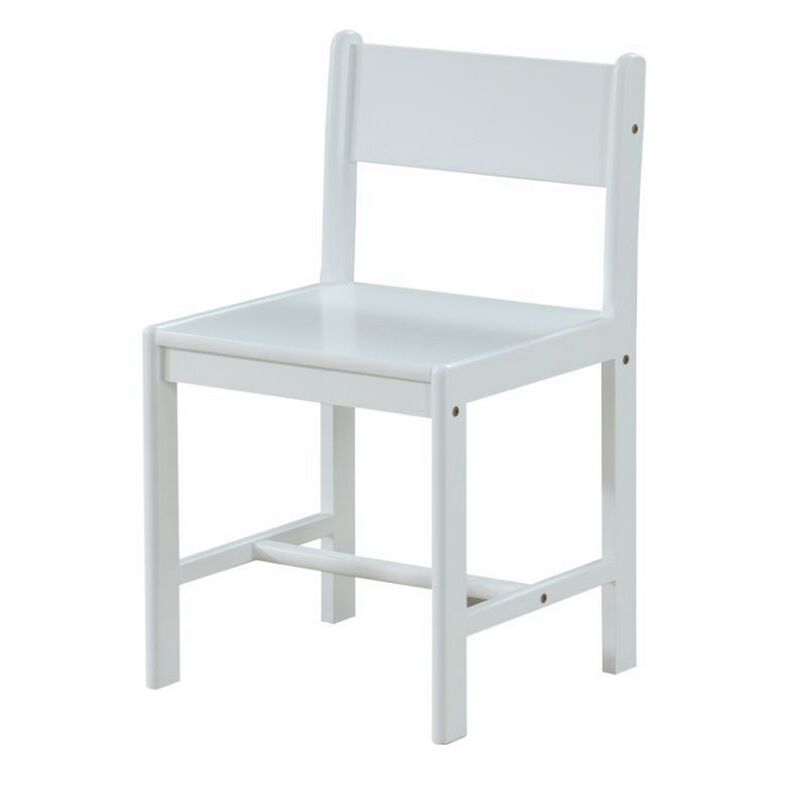17 Inch Modern Side Chair, Low Open Panel Back, White Wood Finish - Benzara