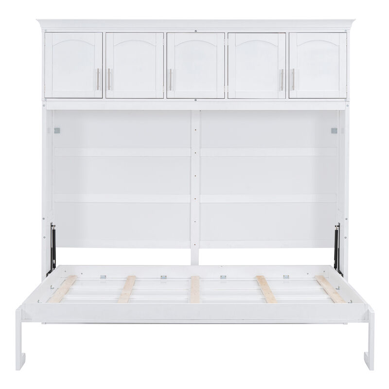 Merax Murphy Bed Wall Bed with Top Cabinets