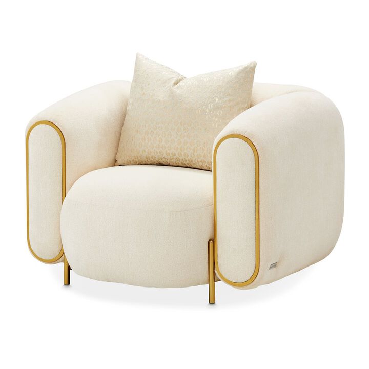 Michael Amini Sassani Accent Chair - Crepe/Gold