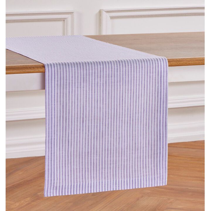 Solino Home 100% Pure Linen Table Runner 14 x 36 Inch | Narrow Stripe