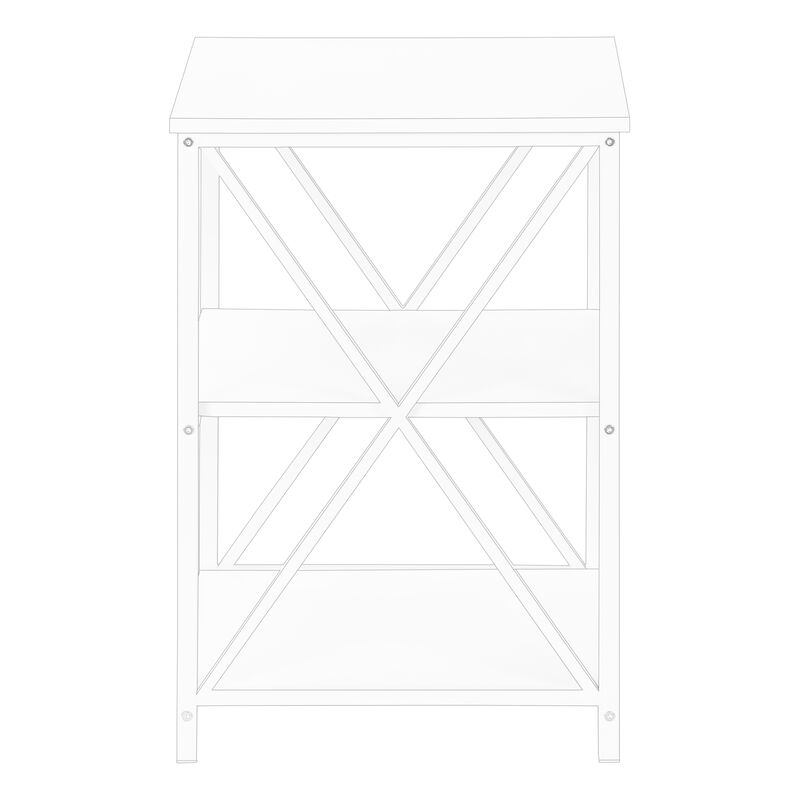 Monarch Specialties I 3599 Accent Table, Side, End, Nightstand, Lamp, Living Room, Bedroom, Metal, Laminate, White, Contemporary, Modern