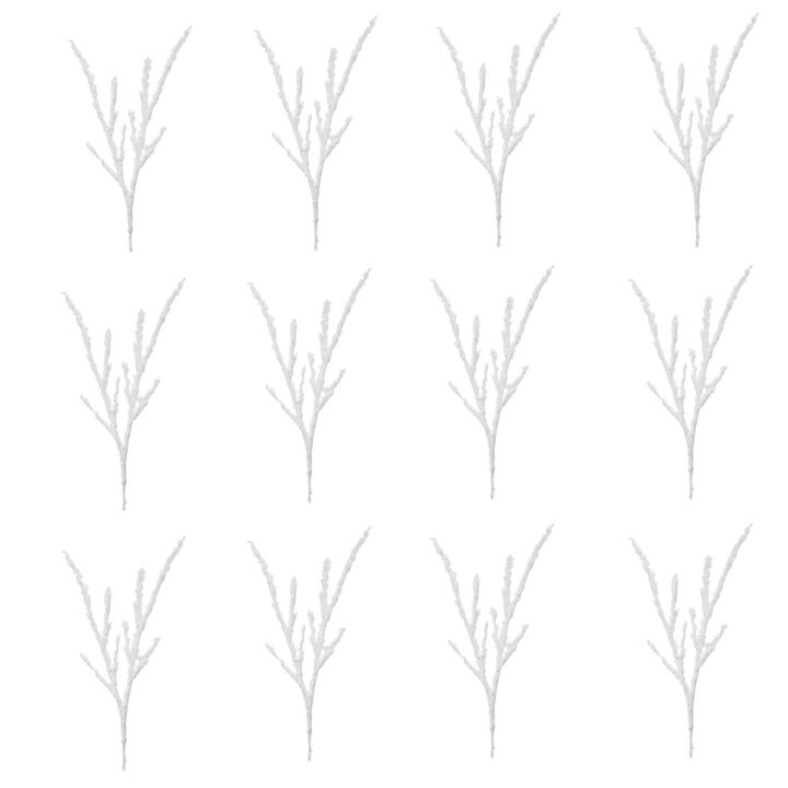 Set of 12 Snowy Frosted Branches for Holiday Centerpieces and Crafts