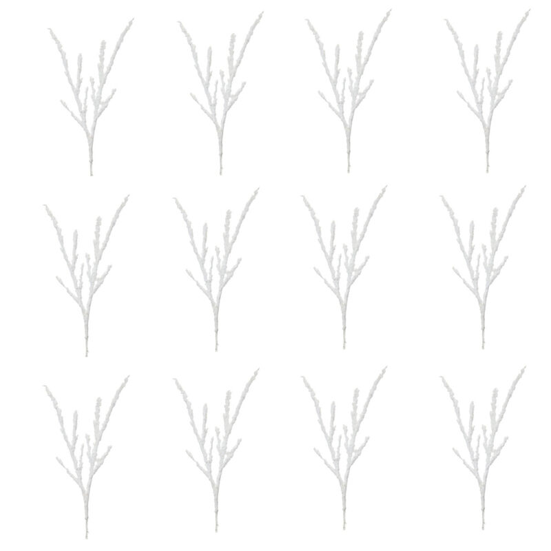 Set of 12 Snowy Frosted Branches for Holiday Centerpieces and Crafts